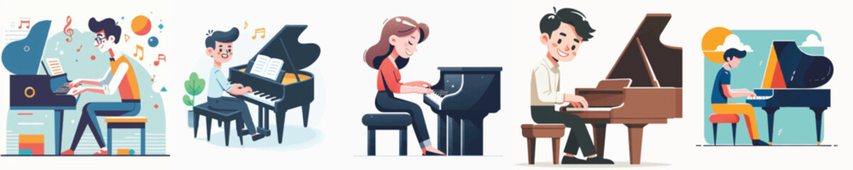 Vector of a person playing piano © FirdianKrisna