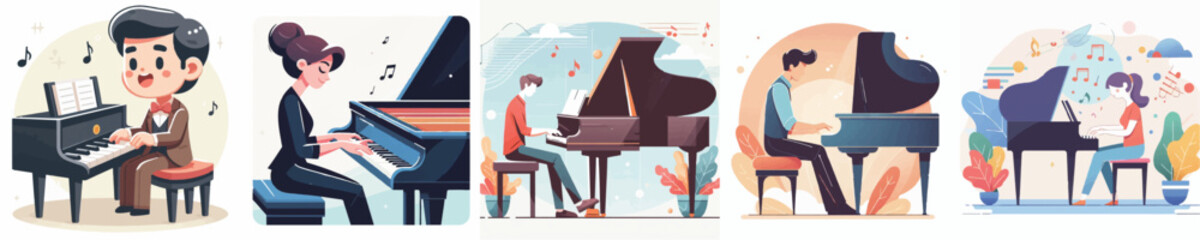 Vector of a person playing piano © FirdianKrisna
