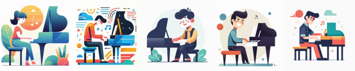 Vector of a person playing piano © FirdianKrisna