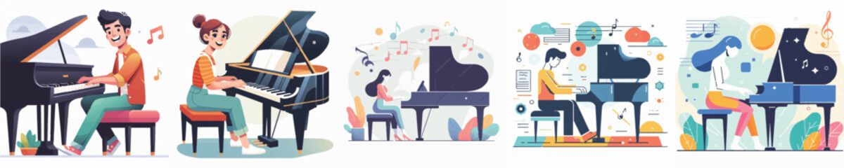 Vector of a person playing piano © FirdianKrisna