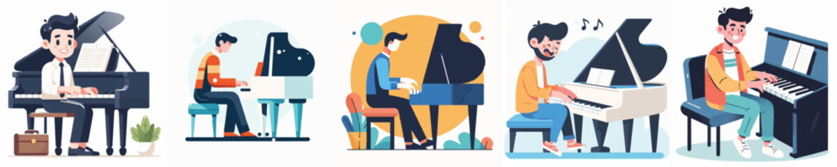 Vector of a person playing piano © FirdianKrisna