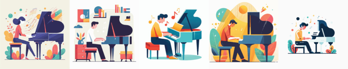 Vector of a person playing piano © FirdianKrisna