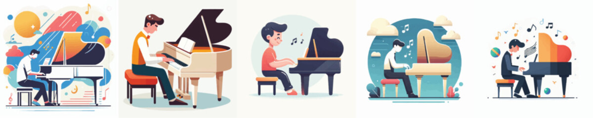 Vector of a person playing piano © FirdianKrisna
