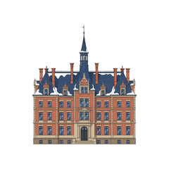 Fototapeta premium Detailed of Historic Red Brick Mansion with Steeple