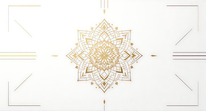 Elegant Golden Mandala Design on White Background.