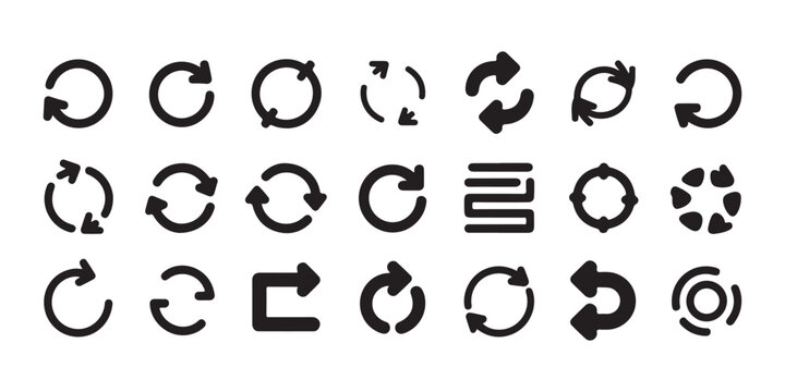 Set of circular arrows refresh reload update repeat refresh cycle refresh reload loop motion rotation signs symbols.