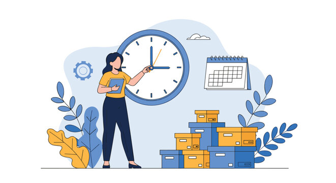Project manager oversees logistics and shipping schedules while monitoring time management and deadlines for successful delivery.