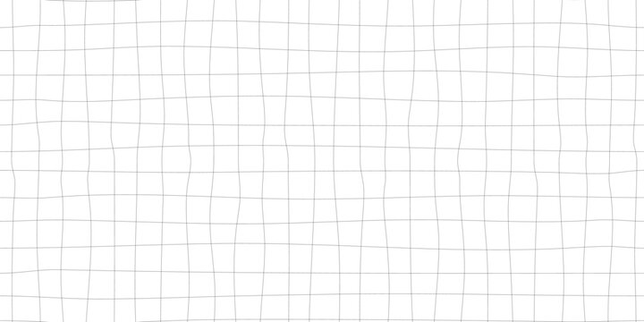 Irregular doodle check pattern. Sketchy lines, soft distortion. Wavy line grid pattern, imperfect geometry. Black and white background. Minimal vector for fabric, wrapping, modern decor, packaging