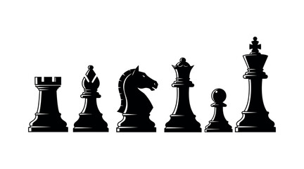 Black chess pieces arrangement rook bishop knight queen king © BabuChandra