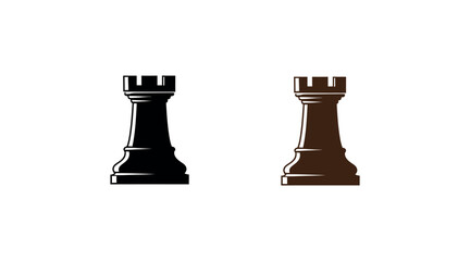 Chess rook pair black and brown side by side illustration © BabuChandra