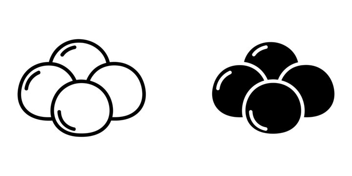 Meatball icon set with line and glyph style for cooking recipes and food blog design isolated on white background symbol of round protein balls for traditional cuisine and kitchen menu decoration.