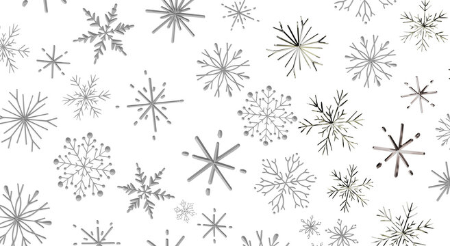 Elegant winter snowflake pattern background. White seamless design for Christmas or winter season.