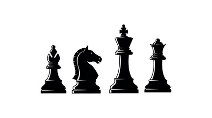 Black chess pieces king queen rook and knight © BabuChandra