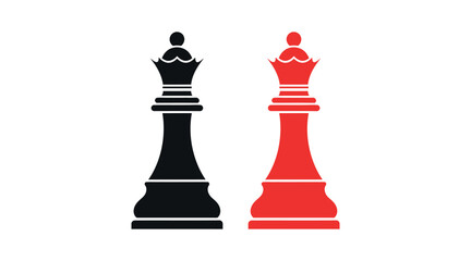 Chess queens in black and red a strategic game piece illustration © BabuChandra