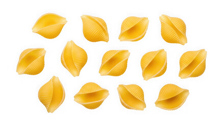 Naklejka premium Raw conchiglioni pasta shells isolated on transparent background