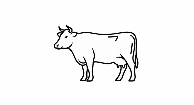 Simple line drawing of a dairy cow with horns and udder