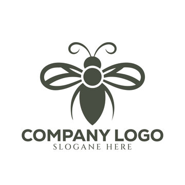 Beekeeping Company Logo with Stylized Bee and Honeycomb in Warm Colors