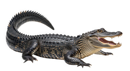 Fototapeta premium American alligator with open mouth isolated on transparent background