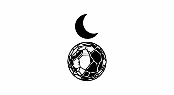 Stylized football and crescent moon symbol