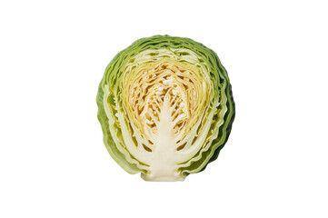 Obraz premium Half green cabbage section showing fresh organic vegetable