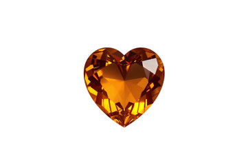 Fototapeta premium Heart shaped citrine gemstone on transparent background