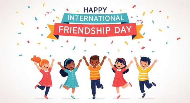 Happy international friendship day celebrating bonds with friends joyful illustration