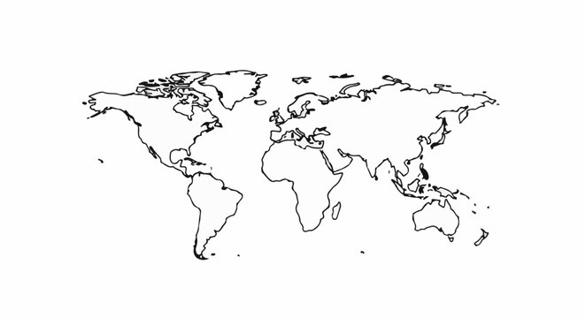 Simplified outline of the Earth's continents on a white background