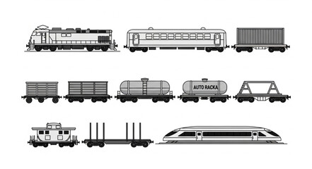 Collection of Various Train Types and Wagons. © Pikok