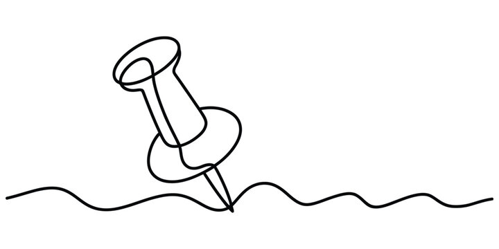 Continuous one line drawing of a push pin