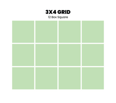 Simple 3x4 Grid Structure with 12 Equal Square Boxes