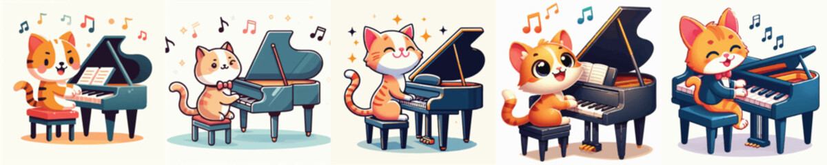 Vector of cat play piano © FirdianKrisna
