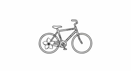 Obraz premium Sketch of a bicycle with floral pattern on frame and flower