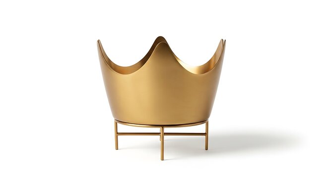 Modern gold scalloped armchair with metal frame