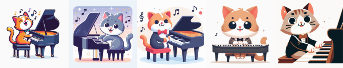 Vector of cat play piano © FirdianKrisna