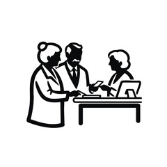 Fototapeta premium Business meeting and team collaboration silhouette icon. Office work and discussion concept vector illustration. Isolated on transparent background
