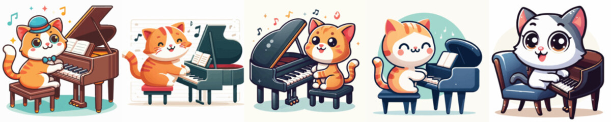 Vector of cat play piano © FirdianKrisna