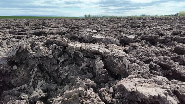 Freshly ploughed field in North west England on a sunny spring day.