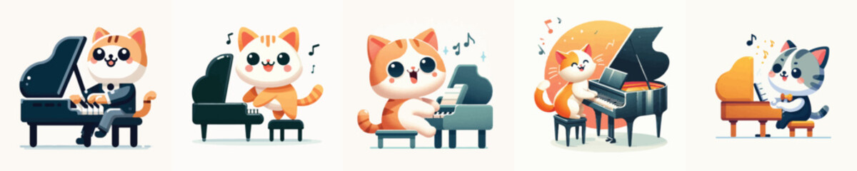 Vector of cat play piano © FirdianKrisna