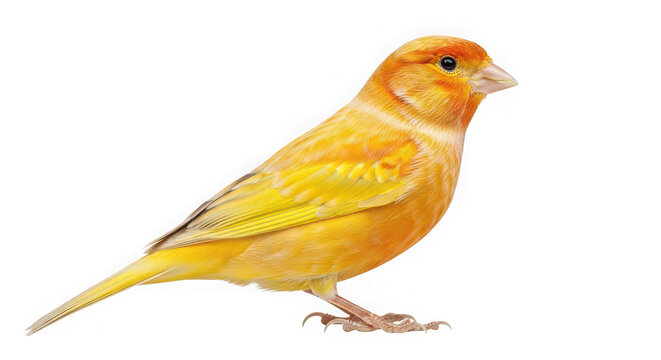 Beautiful yellow canary bird isolated on transparent background