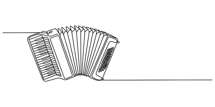 Continuous single line drawing of an accordion musical instrument