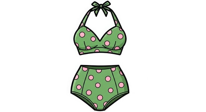 Green polka dot bikini illustration