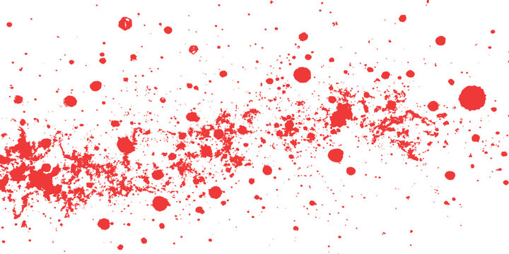  Red paint splashes and grunge ink splatter drops abstract texture background vector illustration.