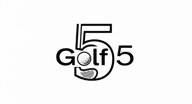 Golf themed logo featuring number 5, ball, and club