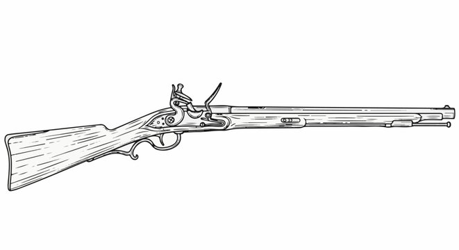 Ornate flintlock rifle, a historical weapon with detailed craftsmanship