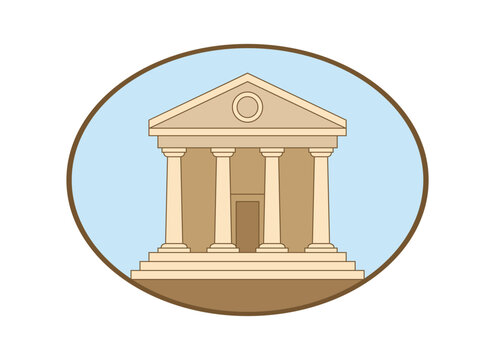 Ancient building graphic icon. Vintage building isolated sign on white background. Portico of the building. Vector illustration