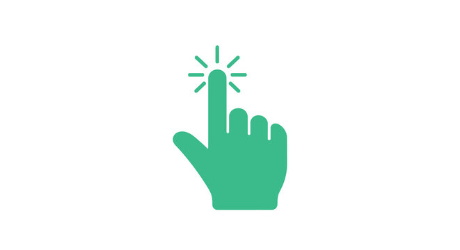 clicking hand icon with green color and white background