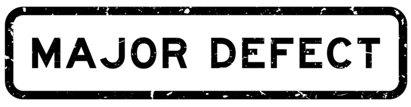 Grunge black major defect word square rubber seal stamp on white background