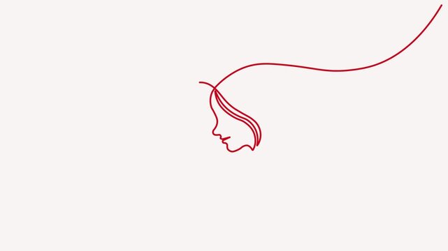 Elegant one-line art animation of a female profile inside a heart for Mother's Day.


