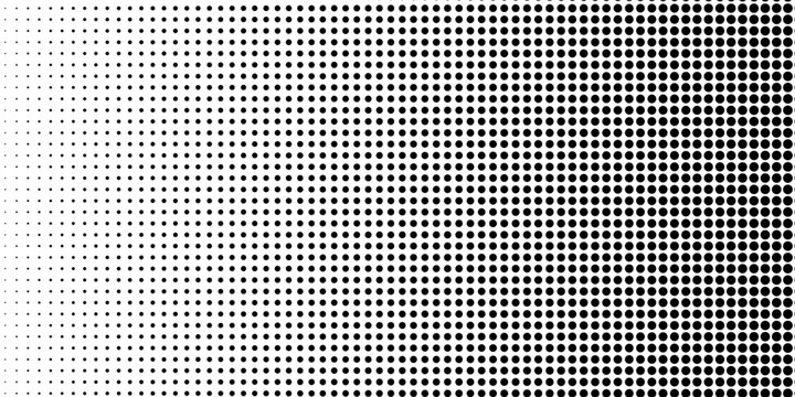 Basic halftone dots effect in black and white color. Halftone effect. Dot halftone. Black white halftone.Background with monochrome dotted texture. Polka dot pattern