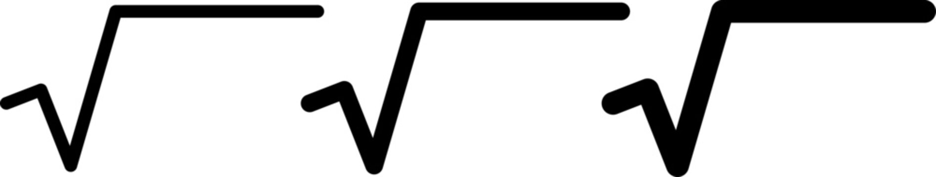 Three square root mathematical symbols
